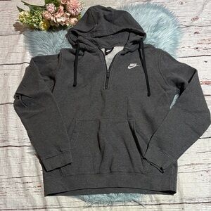 Nike Men’s Grey Half Zip Fleece Hooded Sweatshirt sz M